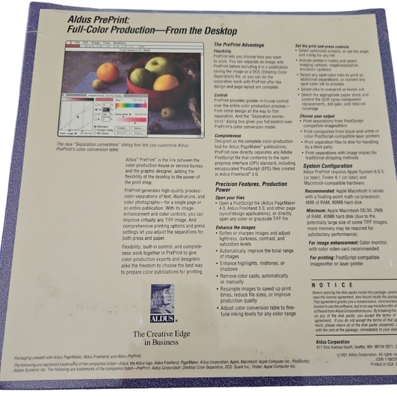 Rare - Vintage Aldus Preprint 1.5 Apple Macintosh Software - Factory Sealed - Picture 2 of 3